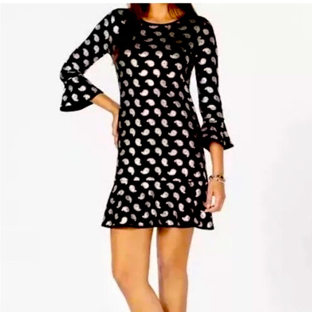 NWT Michael Kors Metallic Paisley Print Flounce Dress